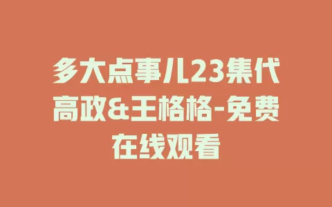 多大点事儿23集代高政&王格格-免费在线观看