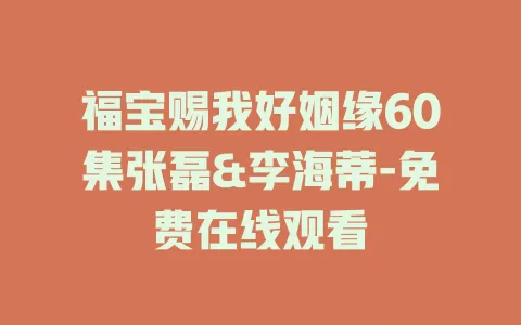福宝赐我好姻缘60集张磊&李海蒂-免费在线观看