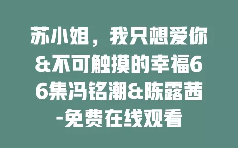 苏小姐，我只想爱你&不可触摸的幸福66集冯铭潮&陈露茜-免费在线观看