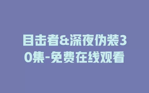 目击者&深夜伪装30集-免费在线观看