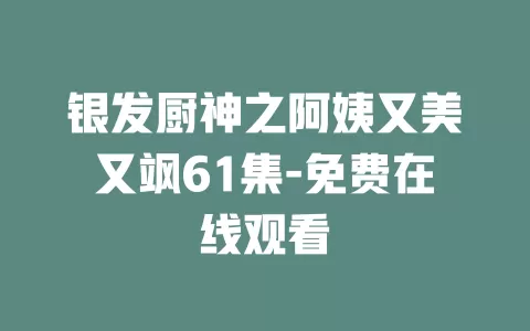 银发厨神之阿姨又美又飒61集-免费在线观看