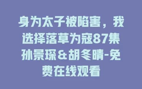 身为太子被陷害，我选择落草为寇87集孙景琛＆胡冬晴-免费在线观看